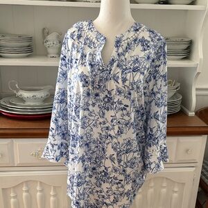 Blue Floral Women's Blouse